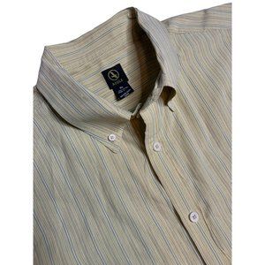 Aigle Mens XL Yellow Green Cotton‎ Button Down Short Sleeve Shirt